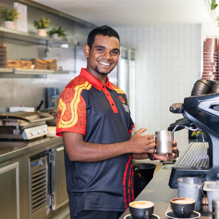 A hospitality trainee with the National Indigenous Training Academy (NITA)